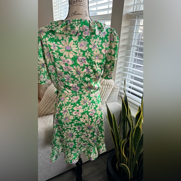 Topshop Women's Green Dress Floral Wrap Dress - Picture 6 of 11